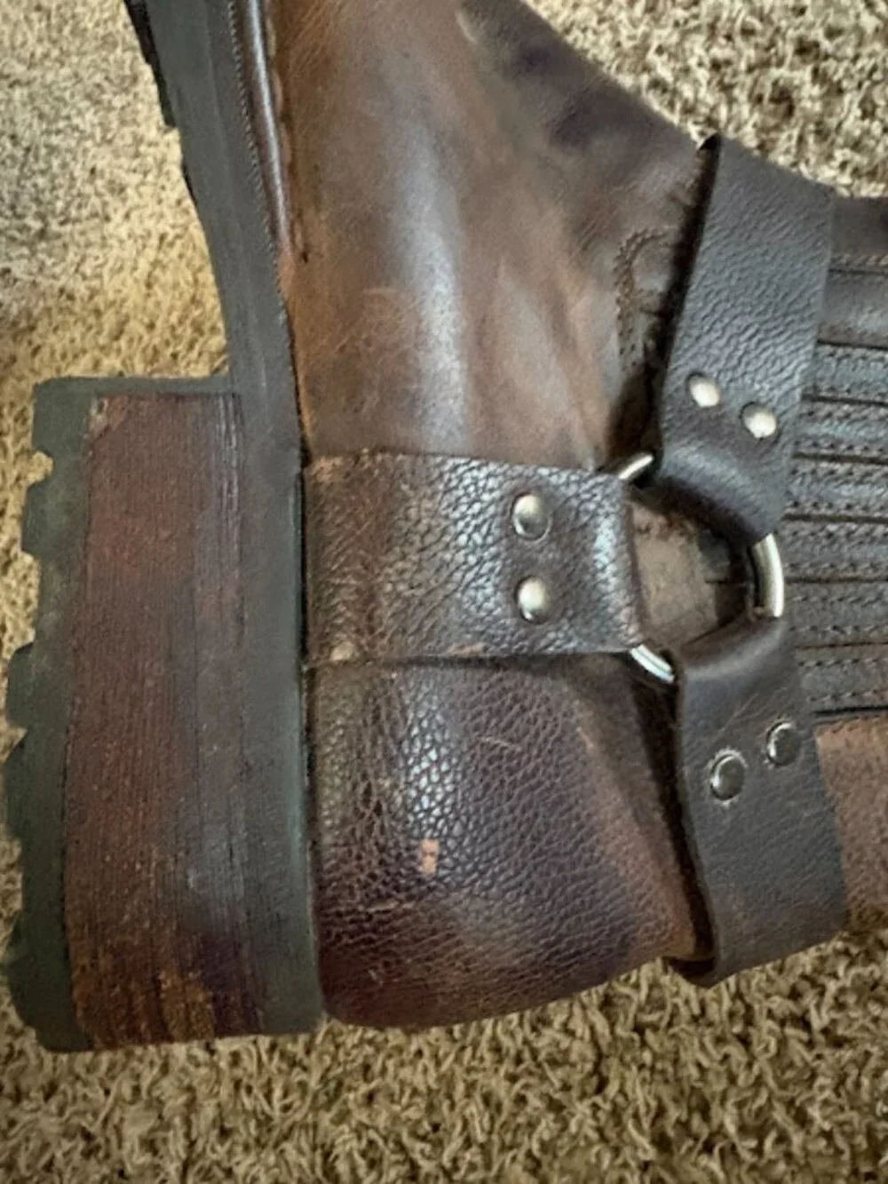 RJ Colt Minor Harness Pull On Boots Men's Sz 10.5 Brown Leather Motorcycle Biker